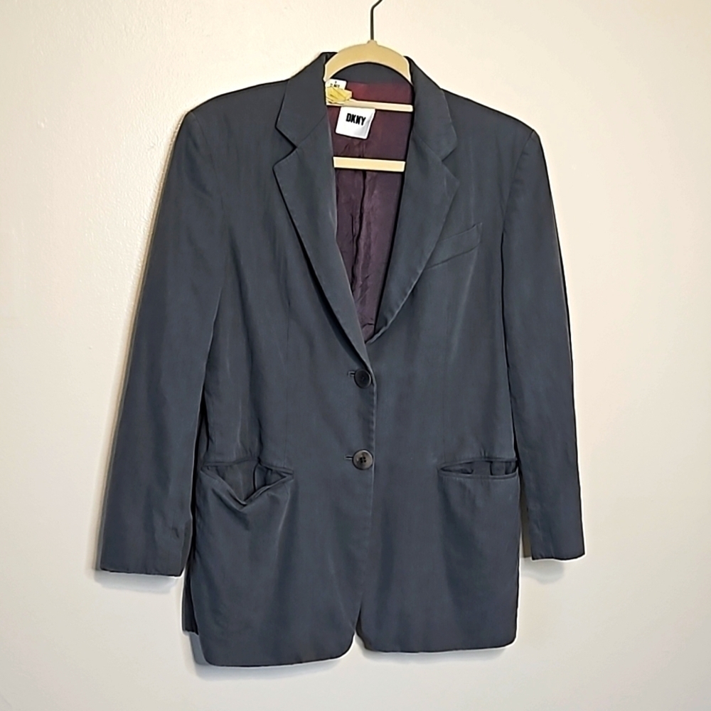 DKNY Gray Striped Blazer Jacket Women's Size 8